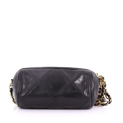 Chanel Vintage Diamond CC Barrel Bag Quilted Leather Mini